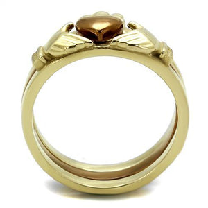 TK2801 - IP Gold & IP Light Brown (IP Light coffee) Stainless Steel Ring with No Stone