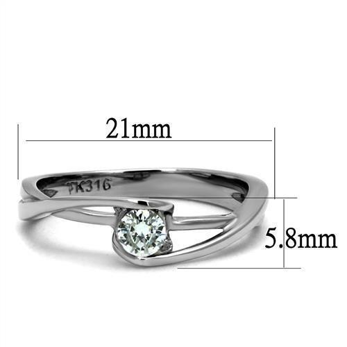 TK2835 - High polished (no plating) Stainless Steel Ring with AAA Grade CZ  in Clear - Joyeria Lady