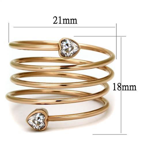 TK2836 - IP Rose Gold(Ion Plating) Stainless Steel Ring with AAA Grade CZ  in Clear - Joyeria Lady