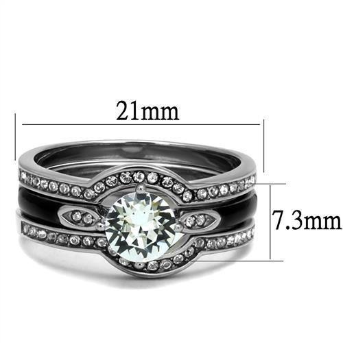 TK2843 - High polished (no plating) Stainless Steel Ring with Top Grade Crystal  in Clear - Joyeria Lady