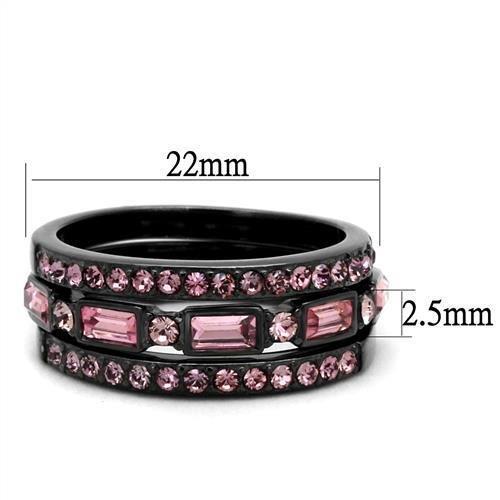 TK2844 - IP Light Black  (IP Gun) Stainless Steel Ring with Top Grade Crystal  in Multi Color - Joyeria Lady