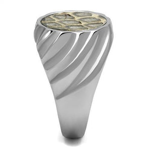 TK2859 High polished (no plating) Stainless Steel Ring with Leather in Animal pattern