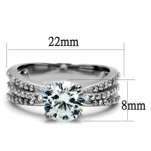 TK2862 - High polished (no plating) Stainless Steel Ring with AAA Grade CZ  in Clear - Joyeria Lady