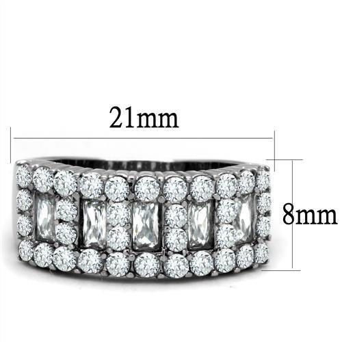 TK2866 - High polished (no plating) Stainless Steel Ring with AAA Grade CZ  in Clear - Joyeria Lady