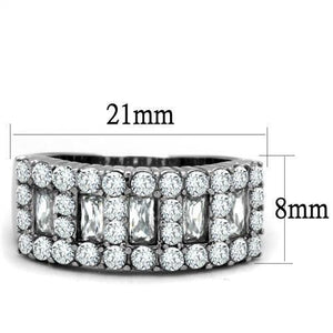 TK2866 - High polished (no plating) Stainless Steel Ring with AAA Grade CZ  in Clear