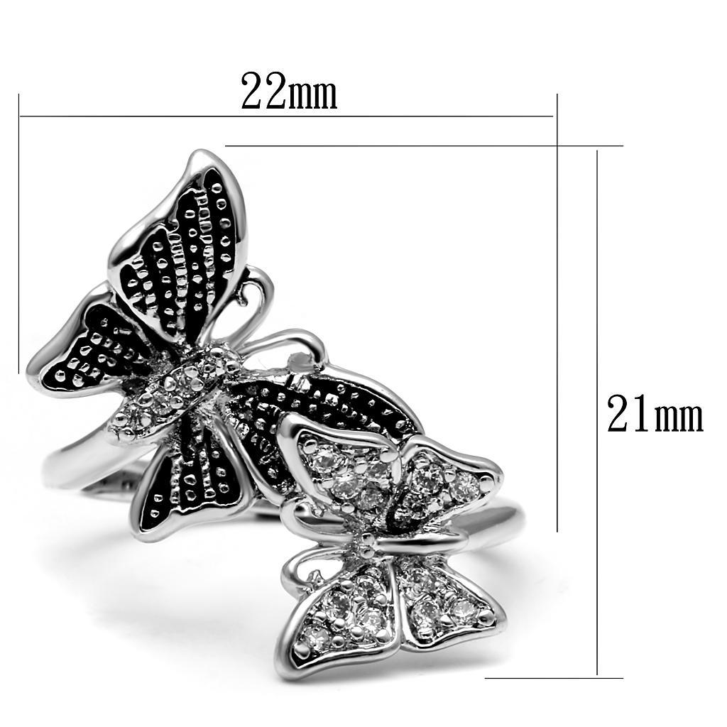 TK2874 - High polished (no plating) Stainless Steel Ring with AAA Grade CZ  in Clear - Joyeria Lady