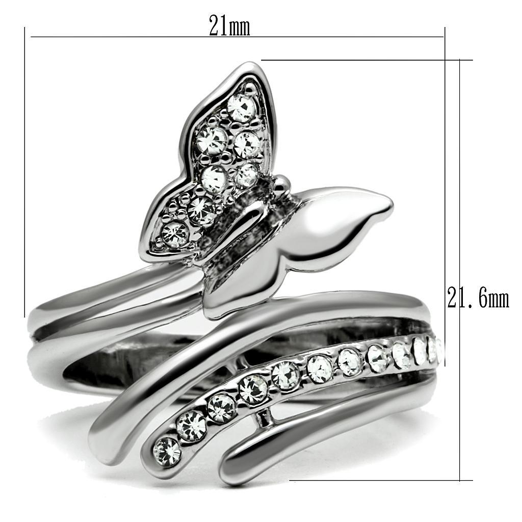 TK2875 - High polished (no plating) Stainless Steel Ring with AAA Grade CZ  in Clear - Joyeria Lady