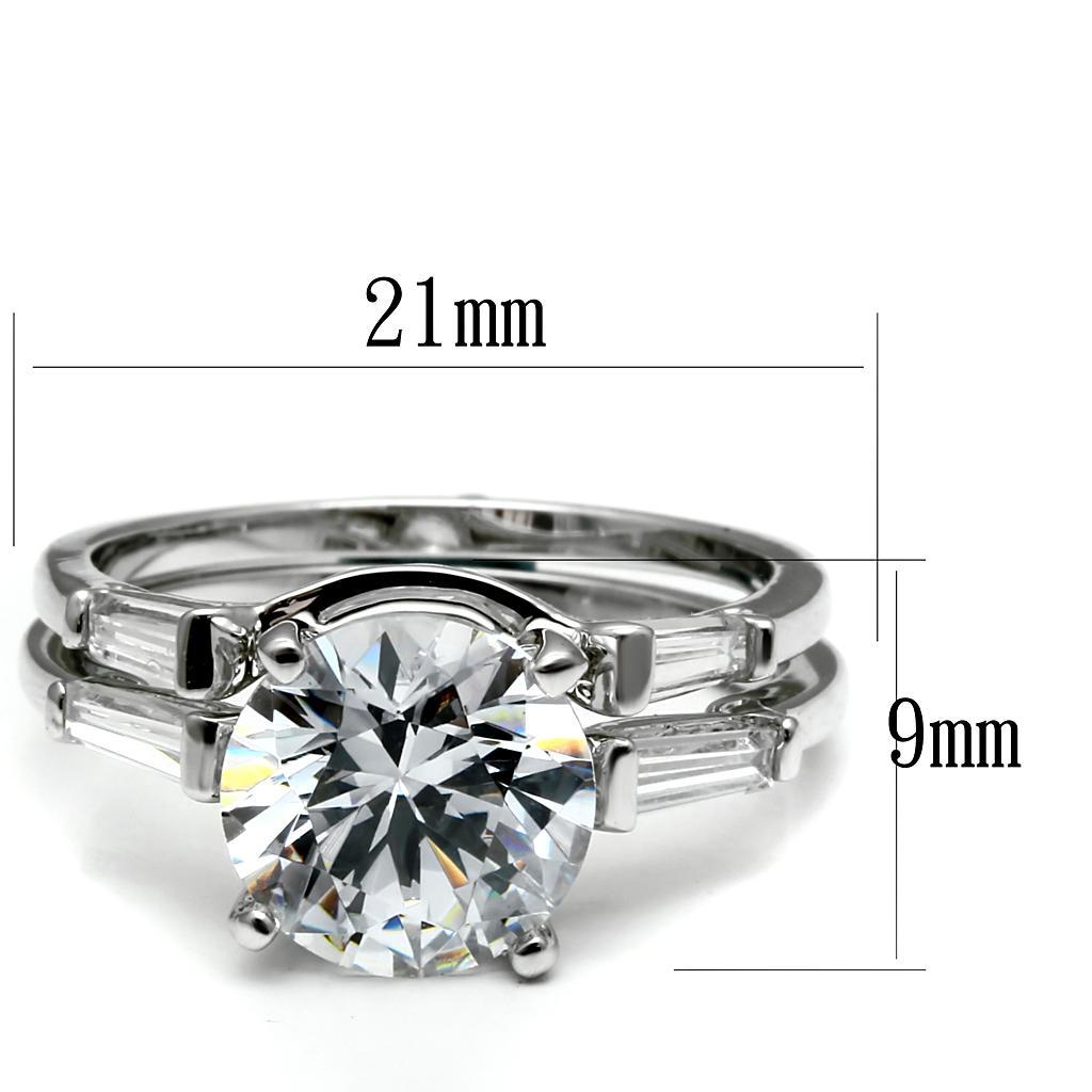 TK2878 - High polished (no plating) Stainless Steel Ring with AAA Grade CZ  in Clear - Joyeria Lady