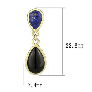 TK2893 IP Gold(Ion Plating) Stainless Steel Earrings with Semi-Precious in Jet