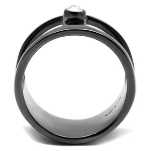TK2898 IP Light Black  (IP Gun) Stainless Steel Ring with Top Grade Crystal in Clear