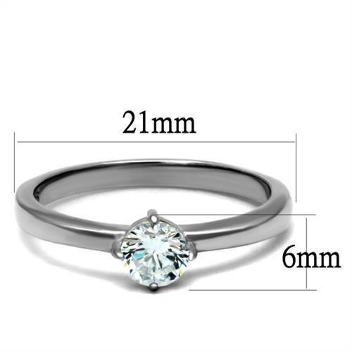 TK2903 - High polished (no plating) Stainless Steel Ring with AAA Grade CZ  in Clear - Joyeria Lady