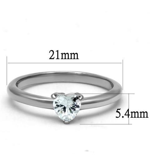 TK2904 - High polished (no plating) Stainless Steel Ring with AAA Grade CZ  in Clear - Joyeria Lady
