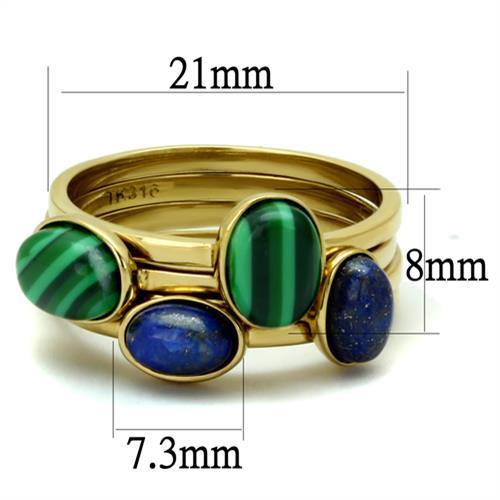 TK2905 - IP Gold(Ion Plating) Stainless Steel Ring with Synthetic MALACHITE in Emerald - Joyeria Lady