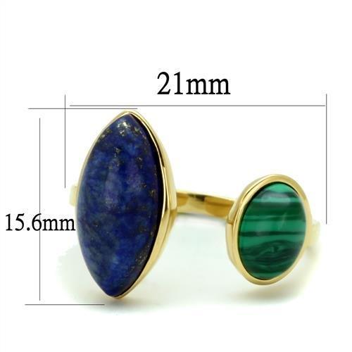 TK2906 - IP Gold(Ion Plating) Stainless Steel Ring with Precious Stone Lapis in Montana - Joyeria Lady