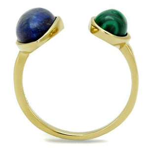 TK2906 - IP Gold(Ion Plating) Stainless Steel Ring with Precious Stone Lapis in Montana