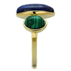 TK2906 - IP Gold(Ion Plating) Stainless Steel Ring with Precious Stone Lapis in Montana