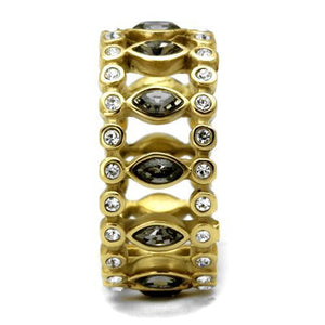 TK2907 - IP Gold(Ion Plating) Stainless Steel Ring with Top Grade Crystal  in Black Diamond