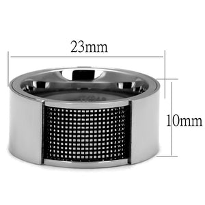 TK2923 High polished (no plating) Stainless Steel Ring with Epoxy in Jet