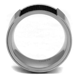 TK2923 High polished (no plating) Stainless Steel Ring with Epoxy in Jet