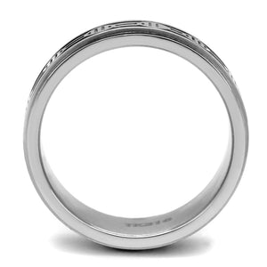 TK2924 High polished (no plating) Stainless Steel Ring with Epoxy in Jet