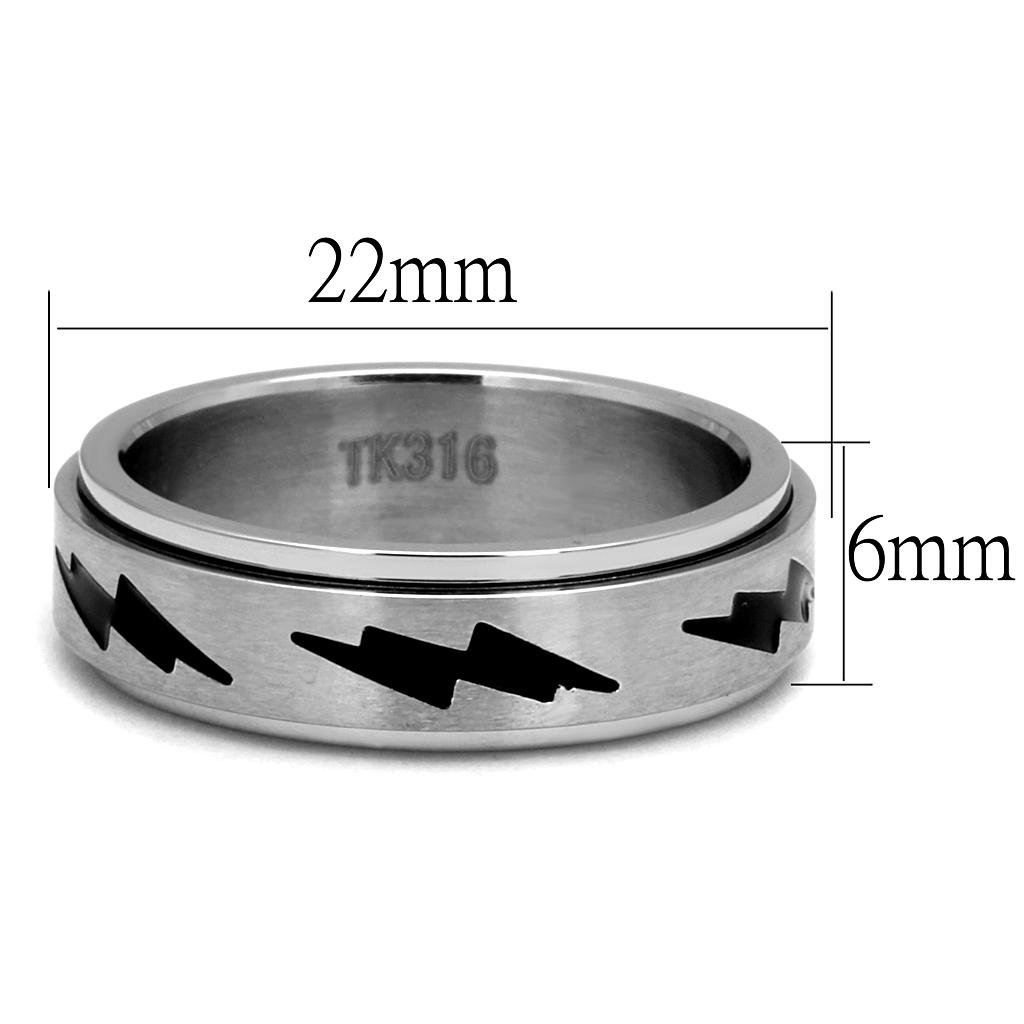 TK2926 High polished (no plating) Stainless Steel Ring with Epoxy in Jet - Joyeria Lady