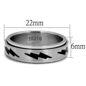 TK2926 High polished (no plating) Stainless Steel Ring with Epoxy in Jet