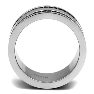 TK2927 High polished (no plating) Stainless Steel Ring with Epoxy in Jet