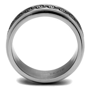 TK2930 High polished (no plating) Stainless Steel Ring with Epoxy in Jet