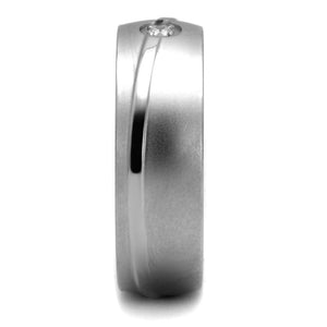 TK2931 High polished (no plating) Stainless Steel Ring with AAA Grade CZ in Clear