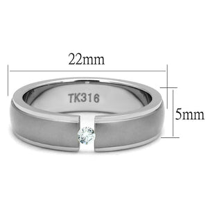TK2935 High polished (no plating) Stainless Steel Ring with AAA Grade CZ in Clear