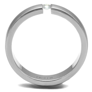 TK2935 High polished (no plating) Stainless Steel Ring with AAA Grade CZ in Clear