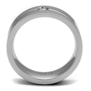 TK2937 High polished (no plating) Stainless Steel Ring with AAA Grade CZ in Clear