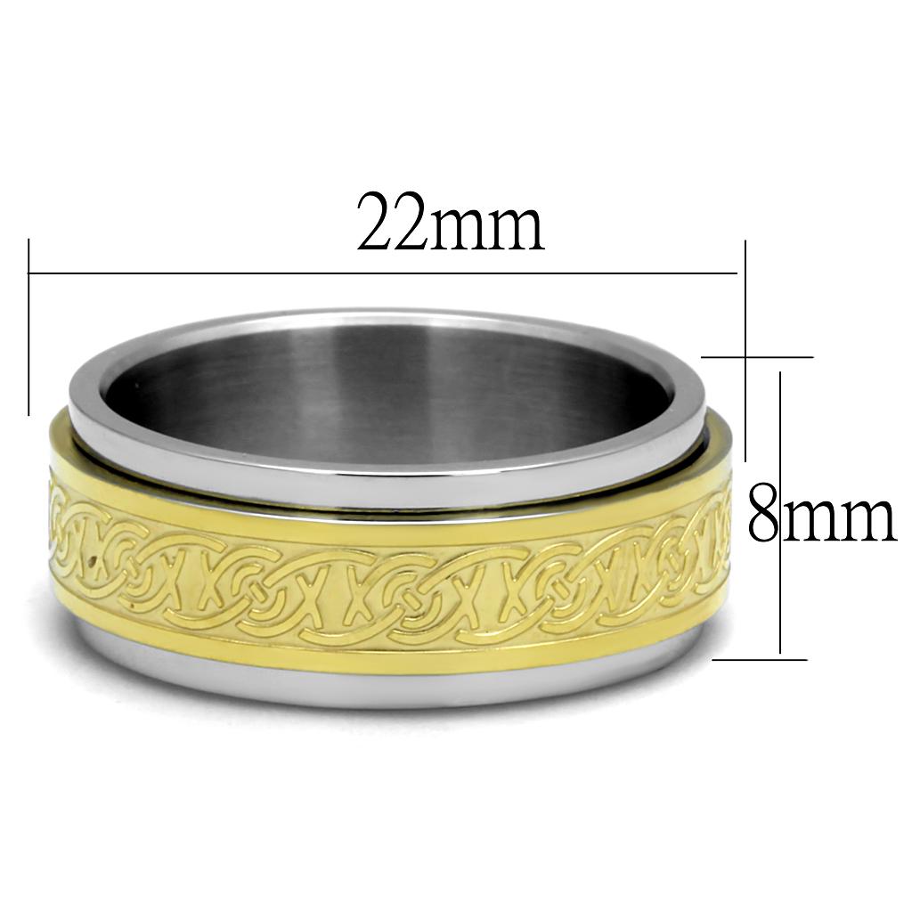TK2939 Two-Tone IP Gold (Ion Plating) Stainless Steel Ring with No Stone in No Stone - Joyeria Lady