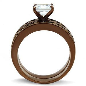 TK2954 - IP Coffee light Stainless Steel Ring with AAA Grade CZ  in Clear