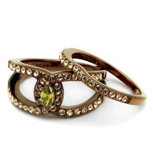 TK2956 - IP Coffee light Stainless Steel Ring with AAA Grade CZ  in Olivine color