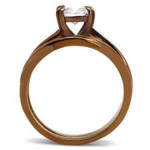 TK2964 - IP Coffee light Stainless Steel Ring with AAA Grade CZ  in Clear