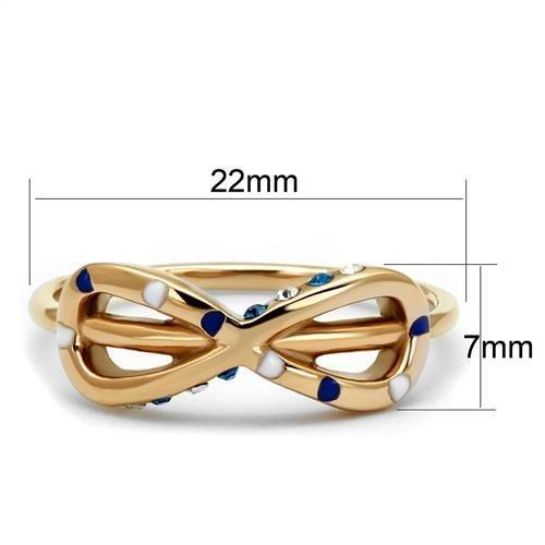 TK2966 - IP Rose Gold(Ion Plating) Stainless Steel Ring with Top Grade Crystal  in Sapphire - Joyeria Lady