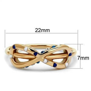 TK2966 - IP Rose Gold(Ion Plating) Stainless Steel Ring with Top Grade Crystal  in Sapphire