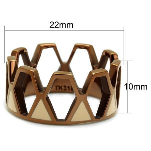 TK2968 - IP Coffee light Stainless Steel Ring with Epoxy  in Champagne - Joyeria Lady