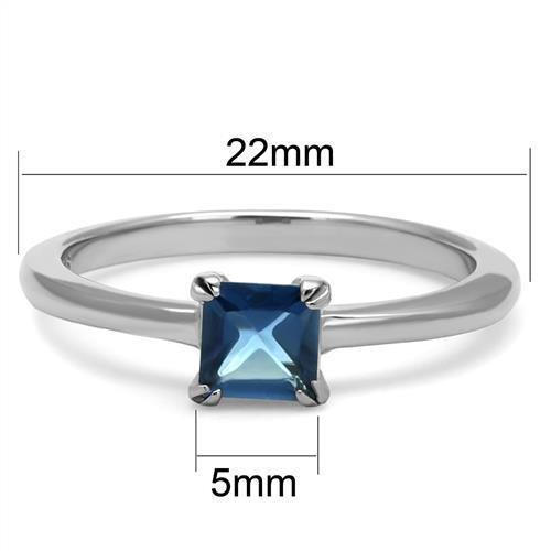 TK2979 - High polished (no plating) Stainless Steel Ring with Synthetic Synthetic Glass in Montana - Joyeria Lady