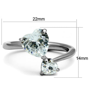 TK2981 - High polished (no plating) Stainless Steel Ring with AAA Grade CZ  in Clear