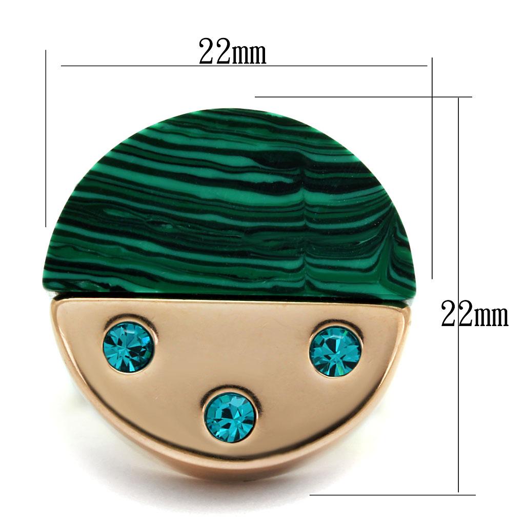 TK2986 - IP Rose Gold(Ion Plating) Stainless Steel Ring with Synthetic MALACHITE in Emerald - Joyeria Lady