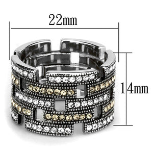 TK2987 High polished (no plating) Stainless Steel Ring with Top Grade Crystal in Multi Color