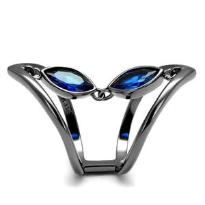 TK2990 - IP Light Black  (IP Gun) Stainless Steel Ring with Synthetic Spinel in London Blue