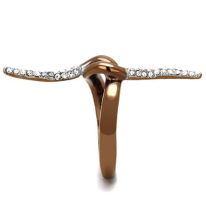 TK2991 - Two Tone IP Light Brown (IP Light coffee) Stainless Steel Ring with Top Grade Crystal  in Clear