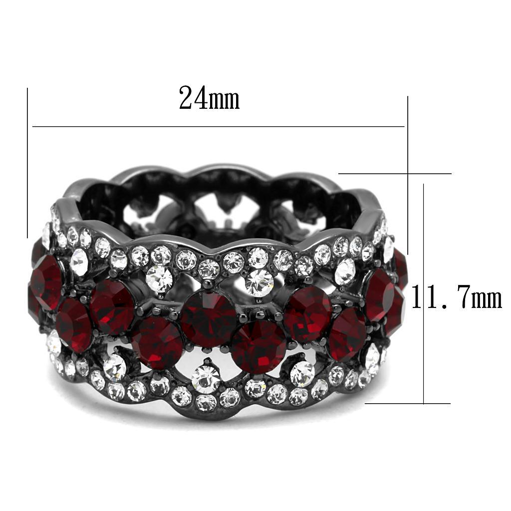 TK2993 - IP Light Black  (IP Gun) Stainless Steel Ring with Top Grade Crystal  in Siam - Joyeria Lady