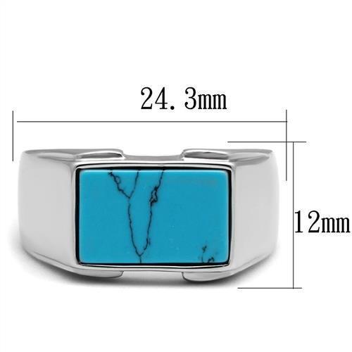 TK3000 High polished (no plating) Stainless Steel Ring with Synthetic in Sea Blue - Joyeria Lady