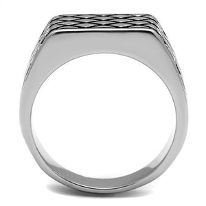TK3009 High polished (no plating) Stainless Steel Ring with Epoxy in Jet