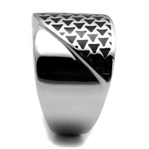 TK3010 - High polished (no plating) Stainless Steel Ring with Epoxy  in Jet