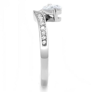 TK3022 - High polished (no plating) Stainless Steel Ring with AAA Grade CZ  in Clear